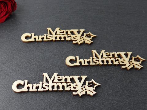 3x Merry Christmas Schriftzug Holz Basteln Tischdeko DIY Weihnacht