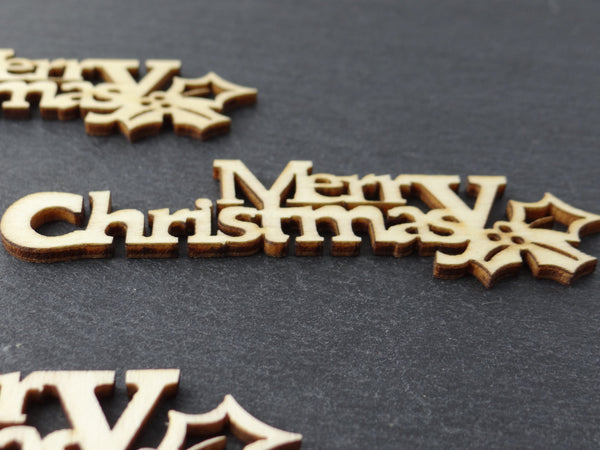 3x Merry Christmas Schriftzug Holz Basteln Tischdeko DIY Weihnacht