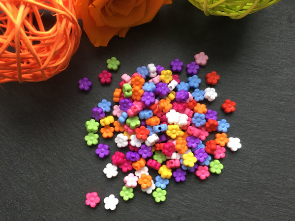 50 Kunststoffperlen Blumen klein Blume Acryl farbig Spacer Perlen 8,5 mm