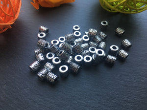 10 Kunststoffperlen Zylinder Antik Silber Beads Paracord