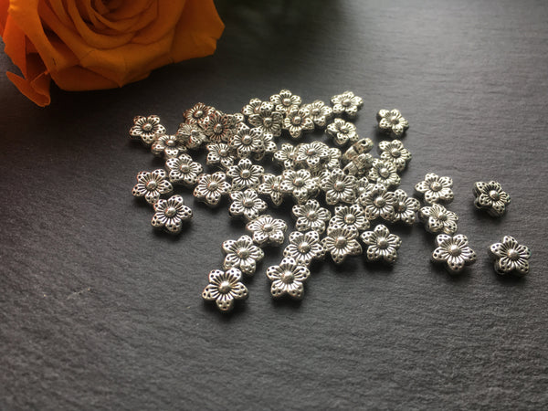 20 Antiksilber Blume Spacer Perlen für Schmuck DIY 9mm