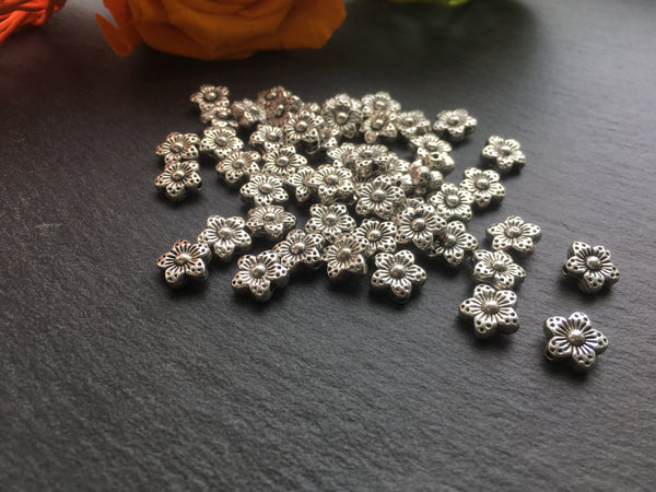 20 Antiksilber Blume Spacer Perlen für Schmuck DIY 9mm