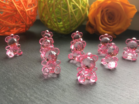 10 Kunststoffperlen Acryl ROSA Bär Bärchen 18x12mm Anhänger