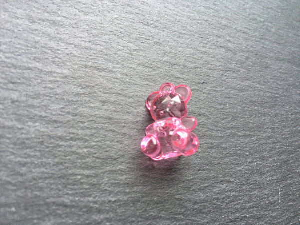 10 Kunststoffperlen Acryl ROSA Bär Bärchen 18x12mm Anhänger