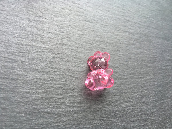 10 Kunststoffperlen Acryl ROSA Bär Bärchen 18x12mm Anhänger