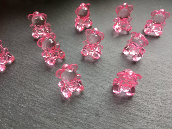 10 Kunststoffperlen Acryl ROSA Bär Bärchen 18x12mm Anhänger