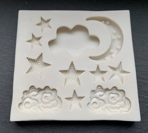 3D Fondantform Mond Wolken Sterne Himmel Silikon Formen