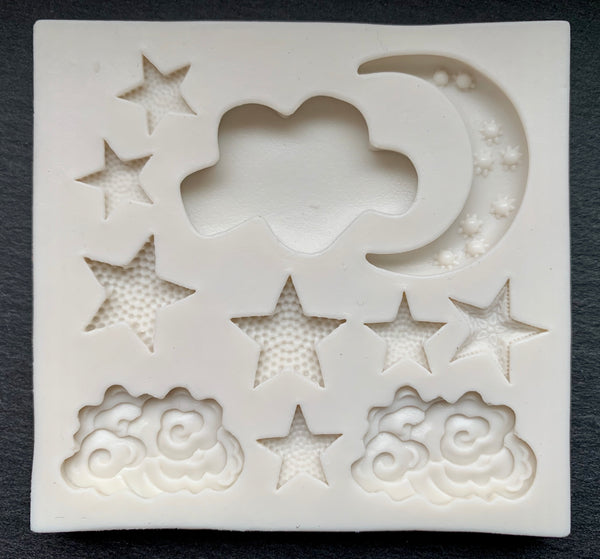 3D Fondantform Mond Wolken Sterne Himmel Silikon Formen