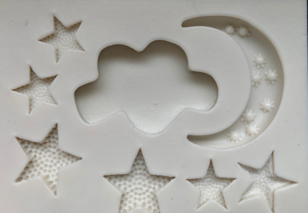 3D Fondantform Mond Wolken Sterne Himmel Silikon Formen