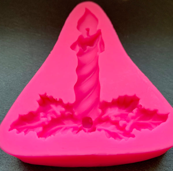 3D Fondantform Kerze mit Zweig Weihnachten Silikon Formen